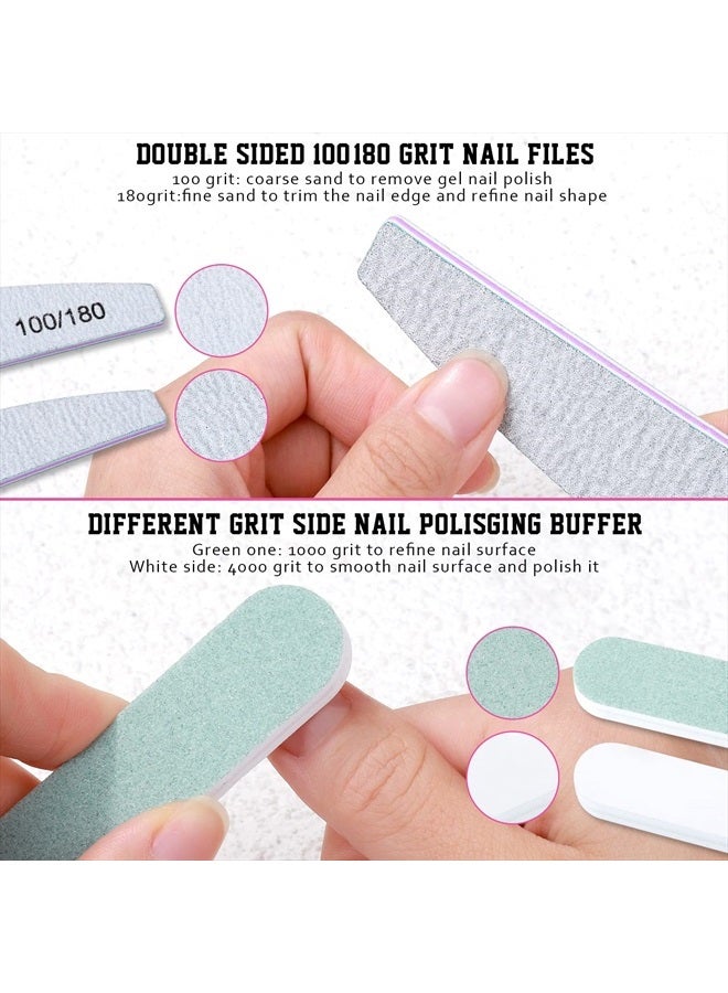 FANDAMEI Nail Buffers and Files, Manicure Tools Kit with 3PCS Nail File, 2PCS Nail Buffer, Rectangular Nail Buffer Block, Cuticle Nippers, Cuticle Pusher, Cuticle Peeler. Cuticle Oil and Nail Brush. - Image 3