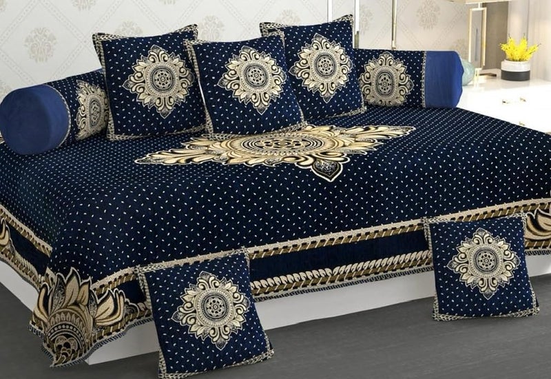 Laying Style™ Diwan Set of 8 Pieces Combo with Sofa Covers for Living Room 5 Seater and Center Table Cover - Image 3
