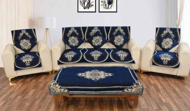 Laying Style™ Diwan Set of 8 Pieces Combo with Sofa Covers for Living Room 5 Seater and Center Table Cover - Image 2