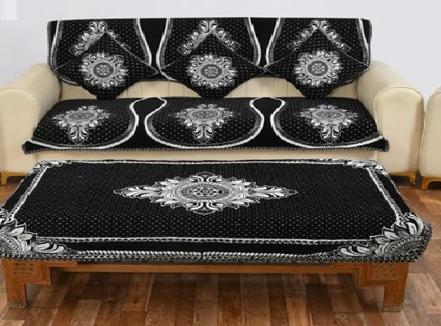 Laying Style™ Diwan Set of 8 Pieces Combo with Sofa Covers for Living Room 5 Seater and Center Table Cover - Image 4