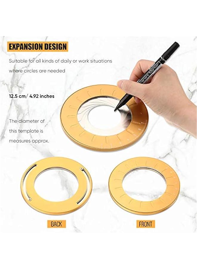 Arabest Stainless Steel Adjustable Circle Drawing Maker Template Tool 125mm Yellow Bag for Drafting Ring Crafting Kit  - Image 2