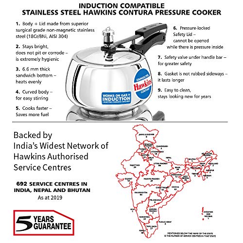 Hawkins 3 Litre Contura Pressure Cooker, Stainless Steel Inner Lid Cooker, Handi Cooker, Induction Cooker, Silver (SSC30) - Image 3