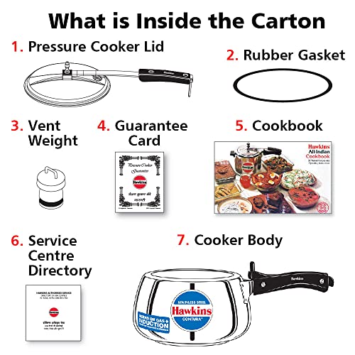 Hawkins 3 Litre Contura Pressure Cooker, Stainless Steel Inner Lid Cooker, Handi Cooker, Induction Cooker, Silver (SSC30) - Image 5