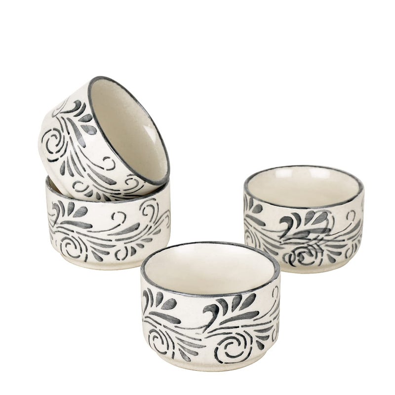 StyleMyWay Hand Painted Ceramic Dip Bowls (50 ml, Grey, Set of 4) | Chutney Bowls | Ketchup Bowls - Image 3