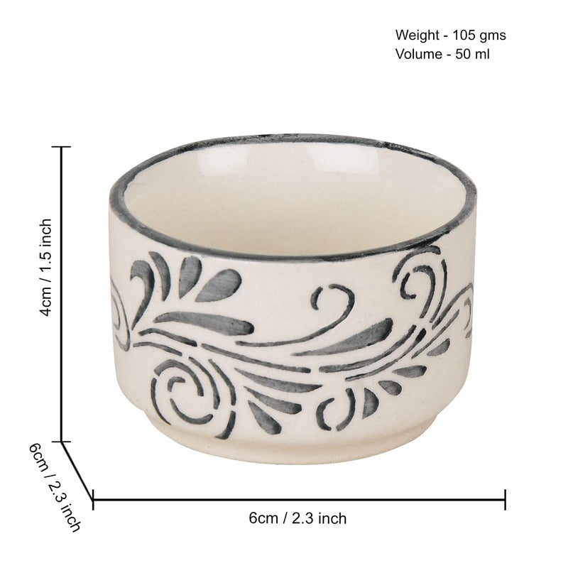 StyleMyWay Hand Painted Ceramic Dip Bowls (50 ml, Grey, Set of 4) | Chutney Bowls | Ketchup Bowls - Image 5