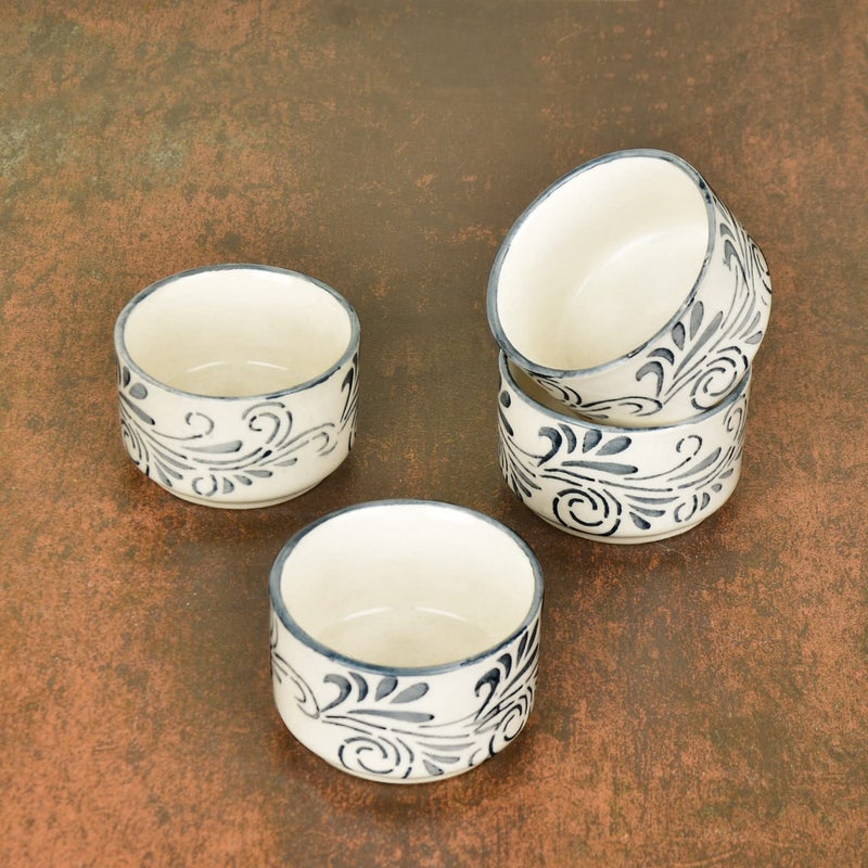 StyleMyWay Hand Painted Ceramic Dip Bowls (50 ml, Grey, Set of 4) | Chutney Bowls | Ketchup Bowls - Image 1