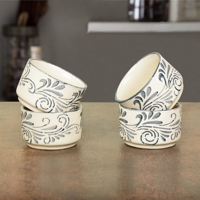 StyleMyWay Hand Painted Ceramic Dip Bowls (50 ml, Grey, Set of 4) | Chutney Bowls | Ketchup Bowls - Image 2