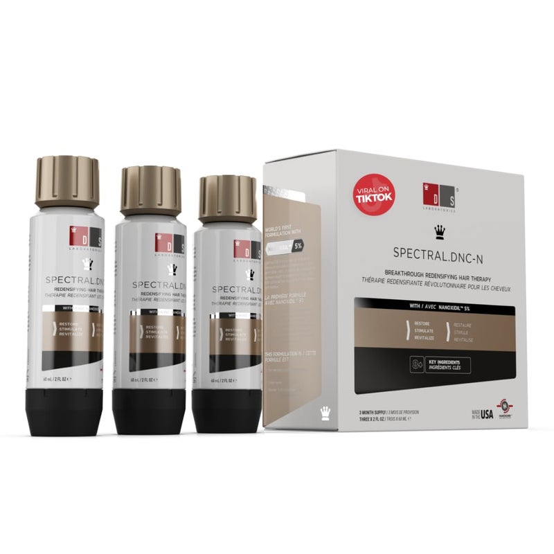 سيروم كثافة الشعر DS Laboratories SpectralDNCN لعلاج تساقط الشعر 6 أونصة سائلة للبالغين من الجنسين مع 5 نانوكسيديل كافيين حمض أزيلايك ريتينول لنمو الشعر وزيادة كثافته ودعم صحة فروة الرأس