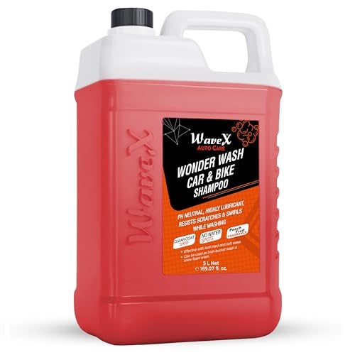 Wavex Wonder Wash Car Shampoo (5L) | Luxurious Car Wash Shampoo, Honey Thick with Super Suds | Car Washing Shampoo with Peach Fragrance, Produces Thick Foam - Image 1