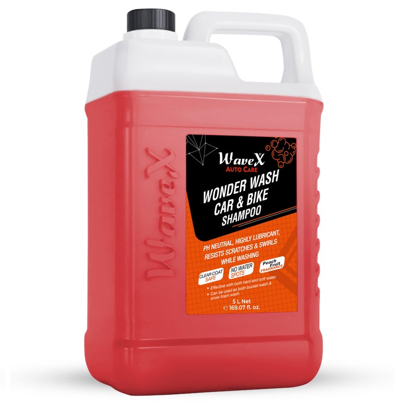 Wavex Wonder Wash Car Shampoo (5L) | Luxurious Car Wash Shampoo, Honey Thick with Super Suds | Car Washing Shampoo with Peach Fragrance, Produces Thick Foam - Image 4