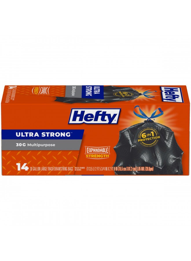 Hefty Ultra Strong Multipurpose Large Trash Bags, Black, Unscented, 30 Gallon, 14 Count - Image 2
