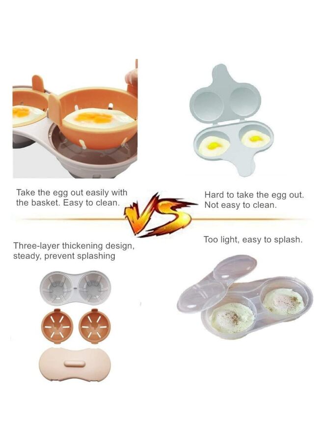 Egg Poacher Microwavable with Measure Cup Dishwashable, Egg Maker Poached Kitchen Gadget (Orange) - Image 2