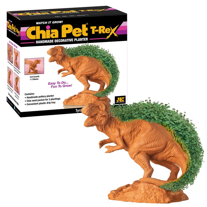 Chia Pet T-Rex - Tyrannosaurus with Seed Pack, Decorative Pottery Planter, Easy to Do and Fun to Grow, Novelty Gift, Perfect for Any Occasion - Image 1