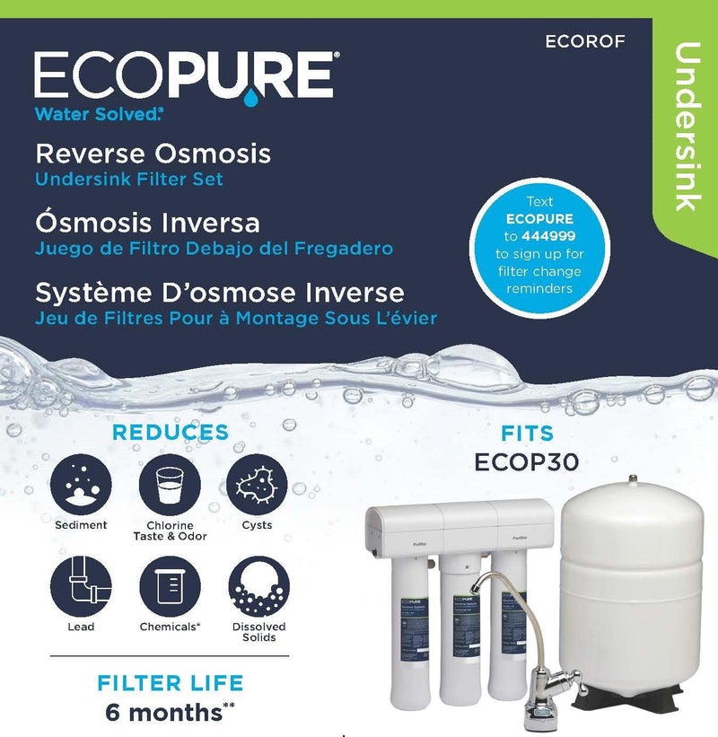 EcoPure ECOROF Reverse Osmosis Replacement Filter Set – Fits ECOP30 & Select Kenmore RO Systems – NSF-Certified – Reduces Lead, Chlorine, TDS & More – 6-Month Life – Easy Filter Changes - Image 5