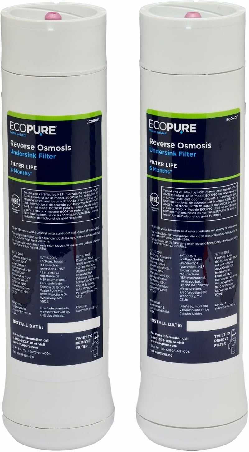 EcoPure ECOROF Reverse Osmosis Replacement Filter Set – Fits ECOP30 & Select Kenmore RO Systems – NSF-Certified – Reduces Lead, Chlorine, TDS & More – 6-Month Life – Easy Filter Changes - Image 1