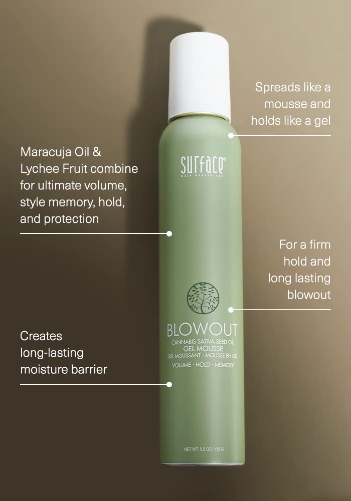 SURFACE Hair Blowout Gel Mousseâ€“ Organic Ingredients for Women and Men, Heat-Resistant with Babassu Oil for Longer Lasting Blowouts - 5.5 fl oz - Image 2