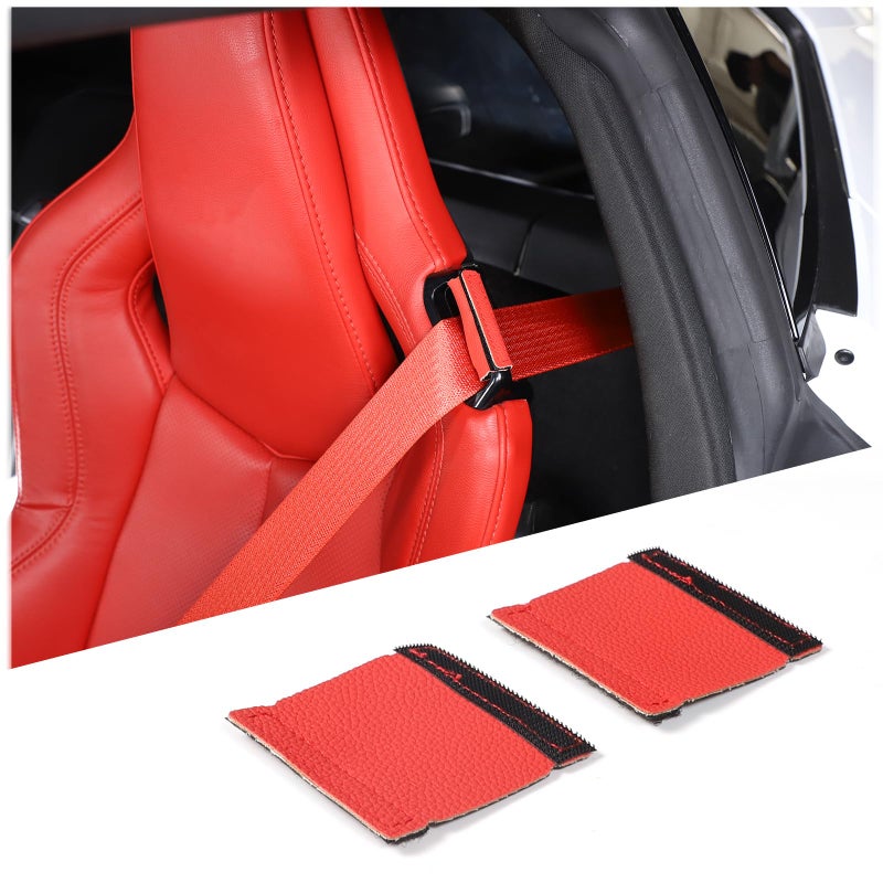 Daeiclru Car Seat Belt Stay Clips Accessory Compatible with Chevrolet Corvette C8 20202024 Seat Belt Buckle Anti Off Cover 2PCS Red