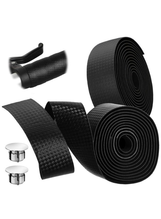 Relex 2 Pcs Bike Handlebar Tape, Self Adhesive Bike Grip Tape with Grip Plug Cycling Handle Wraps Carbon Pattern EVA PU Bicycle Handlebar Tapes - Image 3