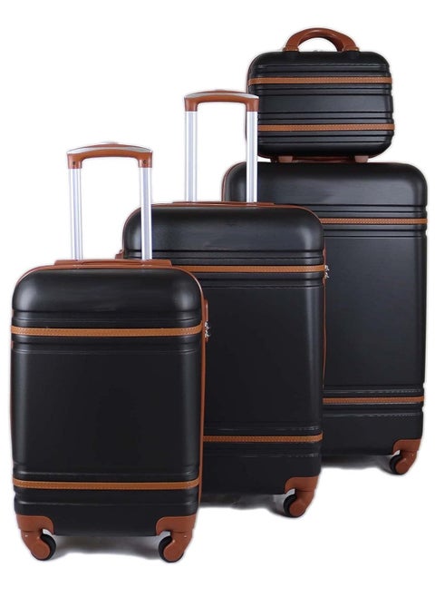 Suitcase Set of Hard Shell Luggage Set With Spinner Wheels & 3 Digit Number Lock-Set of 4 pcs Trolley Bags and (20/24/28/32/14 Inches) (BLACK)