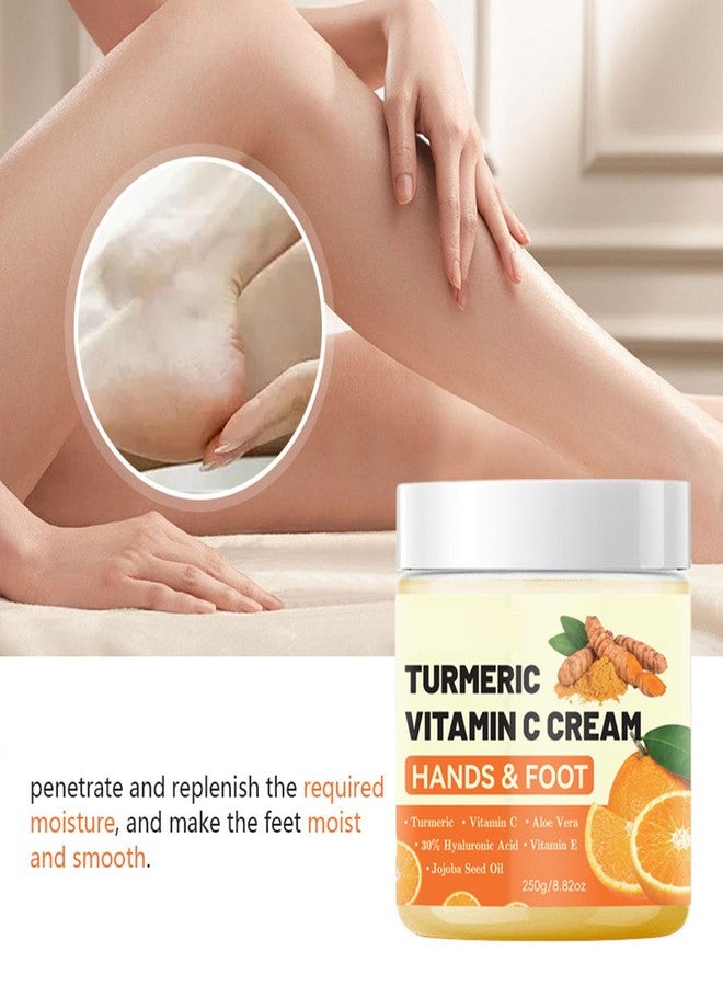 gcdat Turmeric & Vitamin C Hand Foot Cream with 30% Hyaluronic Acid - Anti Cracking Foot Cream Intense Moisturizing Vitamin C Lotion Softens and Nourishes Dry, Cracked Heels & Hands- 8.82 Oz - Image 3