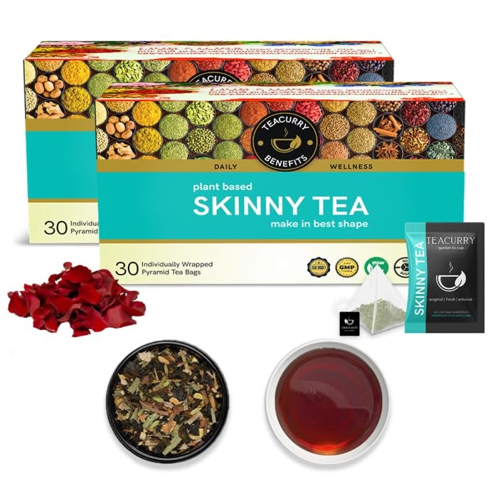 Teacurry Skinny Tea (60 Tea Bags, 2 Month Pack) - Helps With Weight Management, Metabolism - Get Skinny Fit Slimmer Body Naturally - Image 2