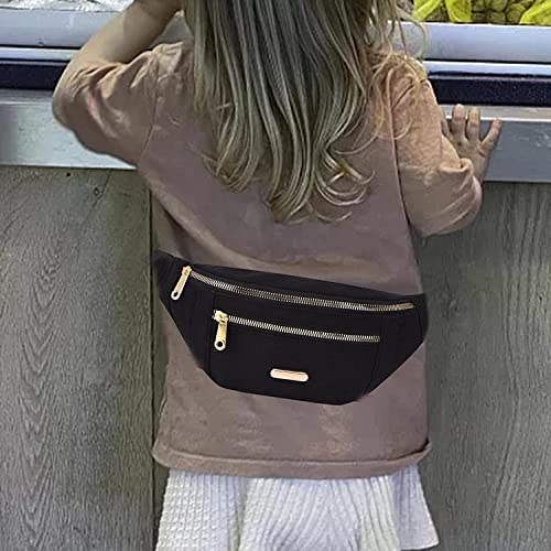 QBLYN Women Fanny Pack Waist Pack Adjustable Strap Hands Free with 2 Zipper Pockets Bag Waist Bag for Shopping Festival Workout Cycling Sports (Black) - Image 4