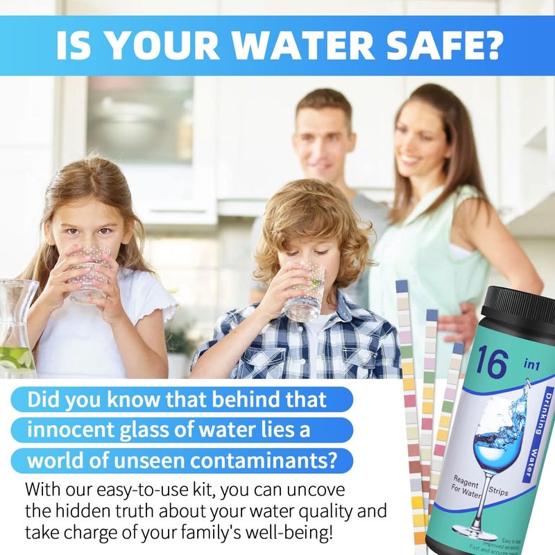 [100 Pieces] 16-in-1 Water Testing Kits for Drinking Water Professional Home Water Test kit, Testing Strips for Drinking Water, Pool, Swimming Pool and Spas (100) - Image 3