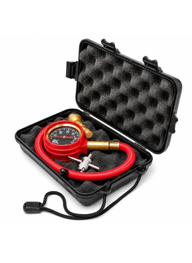 Premium Brass Tire Deflator with Analog Pressure Gauge 0-60 PSI, 30cm Hose, Quick Air Down Tool for Car, SUV, Motorcycle, Bicycle, Off-Road Tire Pressure Adjustment ERPC42970 - Image 1