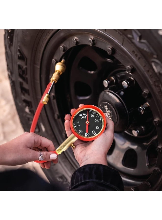 Premium Brass Tire Deflator with Analog Pressure Gauge 0-60 PSI, 30cm Hose, Quick Air Down Tool for Car, SUV, Motorcycle, Bicycle, Off-Road Tire Pressure Adjustment ERPC42970 - Image 4