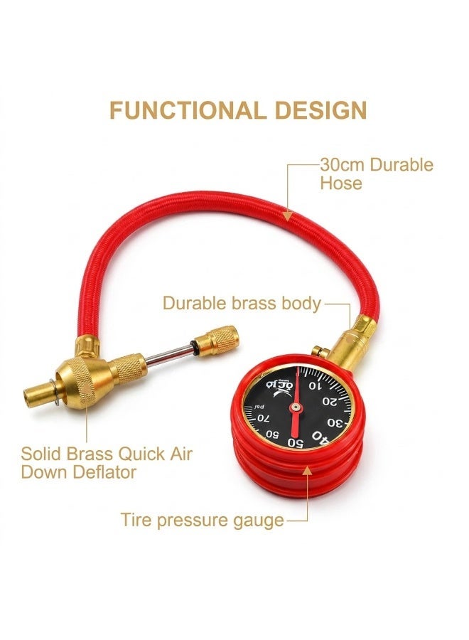 Premium Brass Tire Deflator with Analog Pressure Gauge 0-60 PSI, 30cm Hose, Quick Air Down Tool for Car, SUV, Motorcycle, Bicycle, Off-Road Tire Pressure Adjustment ERPC42970 - Image 5