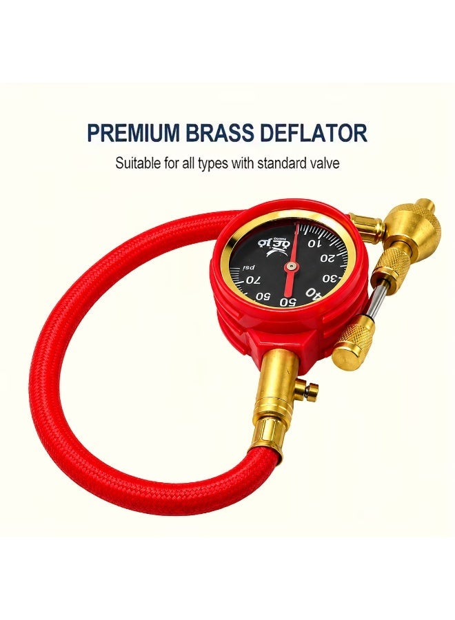 Premium Brass Tire Deflator with Analog Pressure Gauge 0-60 PSI, 30cm Hose, Quick Air Down Tool for Car, SUV, Motorcycle, Bicycle, Off-Road Tire Pressure Adjustment ERPC42970 - Image 2