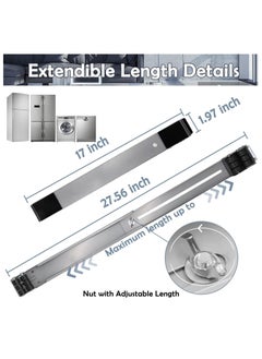 ماركة غير محددة Universal Extendable Furniture Appliance Rollers with 24 Rollers  Brakes – Strong Mover Tools for Washing Machines, Refrigerators, Dryers, Heavy-Duty Base, Bearing, Grey  - Image 3