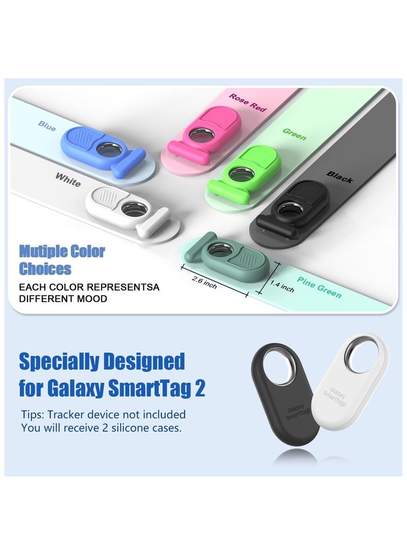 Galaxy SmartTag2 Case with Invisible Pin, Full Protective Anti-Slip Waterproof Silicone Case for Samsung Galaxy Smart Tag 2 for Kids Pet Clothing Backpack Luggage (Black & White)[2 Pcs]  - Image 3