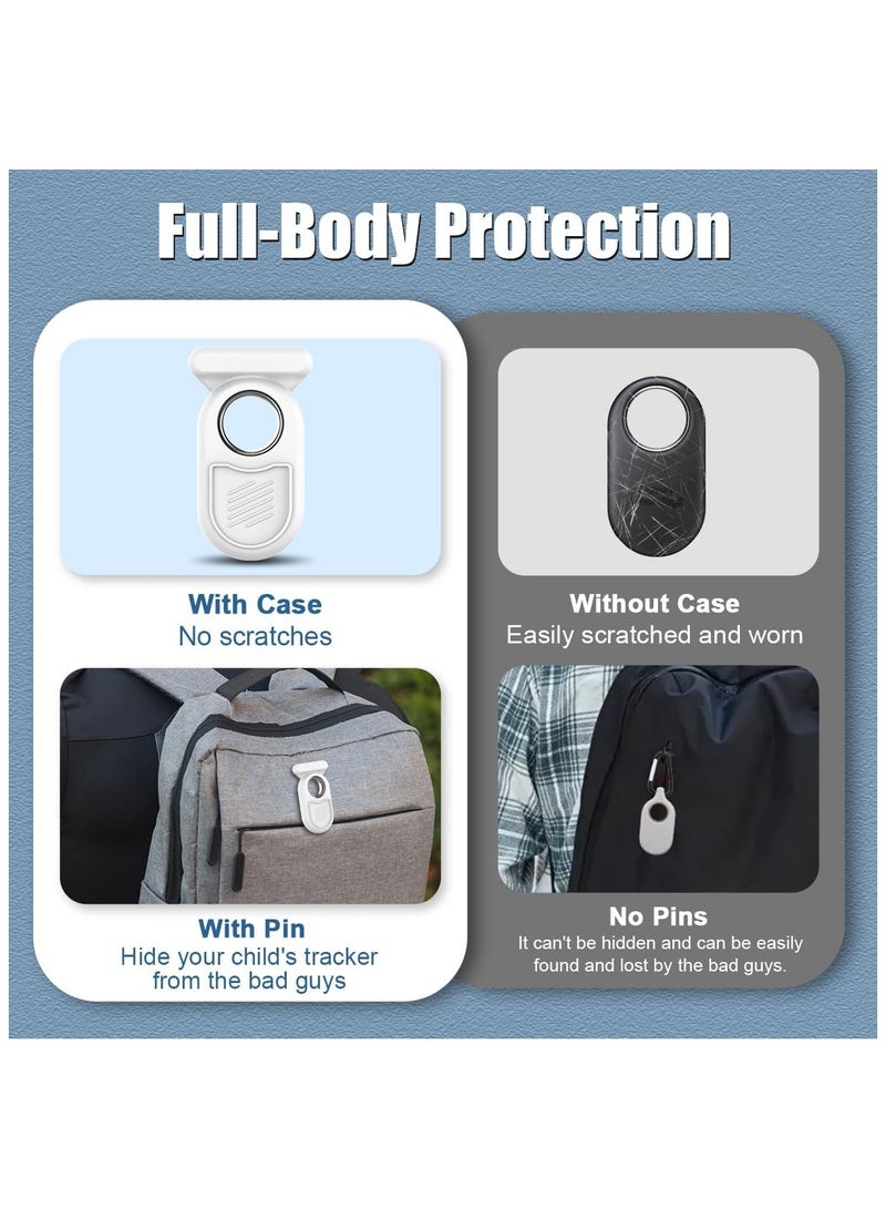 Galaxy SmartTag2 Case with Invisible Pin, Full Protective Anti-Slip Waterproof Silicone Case for Samsung Galaxy Smart Tag 2 for Kids Pet Clothing Backpack Luggage (Black & White)[2 Pcs]  - Image 5