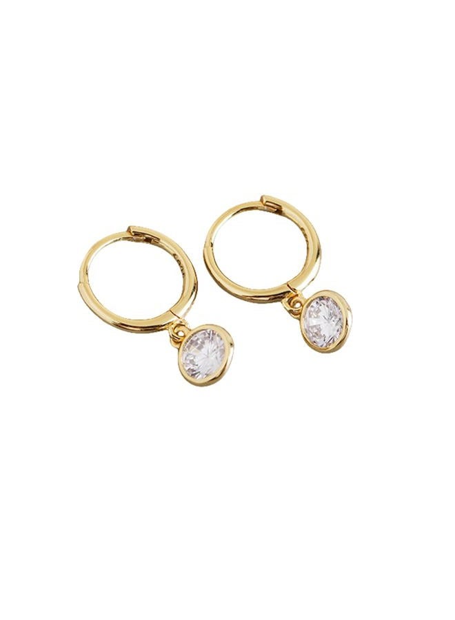 Dtja Dainty Bezel Hoop Earrings for Women Girls 925 Sterling Silver Hypoallergenic 6mm Round CZ Birthstone Charms Dangle Drop Cartilage Small Hoops Huggie Jewelry Cute Birthday Holiday Homecoming BFF - Image 1