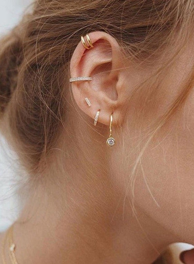 Dtja Dainty Bezel Hoop Earrings for Women Girls 925 Sterling Silver Hypoallergenic 6mm Round CZ Birthstone Charms Dangle Drop Cartilage Small Hoops Huggie Jewelry Cute Birthday Holiday Homecoming BFF - Image 2