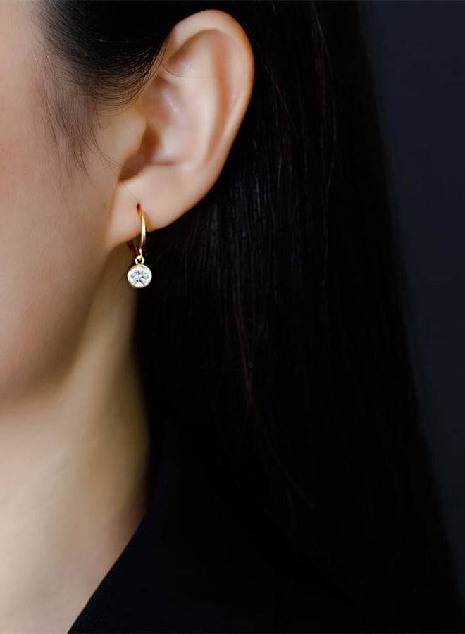 Dtja Dainty Bezel Hoop Earrings for Women Girls 925 Sterling Silver Hypoallergenic 6mm Round CZ Birthstone Charms Dangle Drop Cartilage Small Hoops Huggie Jewelry Cute Birthday Holiday Homecoming BFF - Image 4