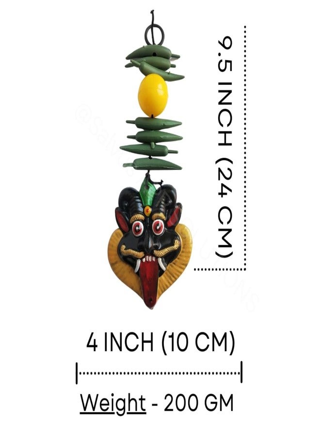 Salvus APP SOLUTIONS Plastic Nimbu Mirchi Wall Hanging Nazar Battu-Evil Eye Protector-Nazar Suraksha Kawach for Home, Office & Shop (Black_4x9.5 Inch) - Image 2