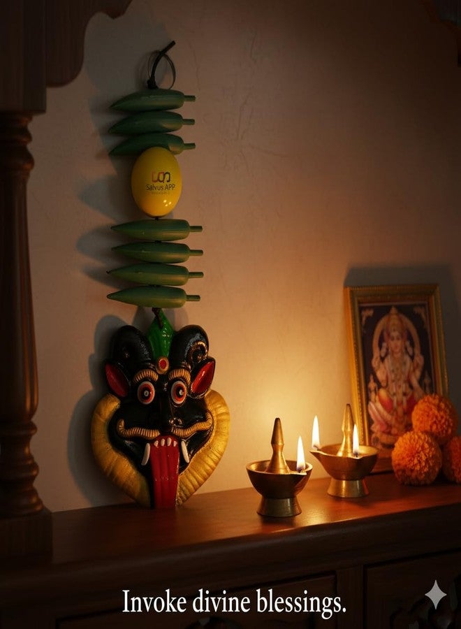 Salvus APP SOLUTIONS Plastic Nimbu Mirchi Wall Hanging Nazar Battu-Evil Eye Protector-Nazar Suraksha Kawach for Home, Office & Shop (Black_4x9.5 Inch) - Image 5