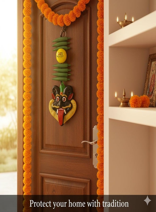 Salvus APP SOLUTIONS Plastic Nimbu Mirchi Wall Hanging Nazar Battu-Evil Eye Protector-Nazar Suraksha Kawach for Home, Office & Shop (Black_4x9.5 Inch) - Image 4