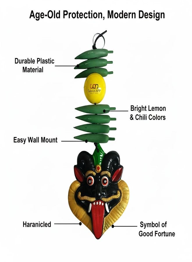 Salvus APP SOLUTIONS Plastic Nimbu Mirchi Wall Hanging Nazar Battu-Evil Eye Protector-Nazar Suraksha Kawach for Home, Office & Shop (Black_4x9.5 Inch) - Image 3