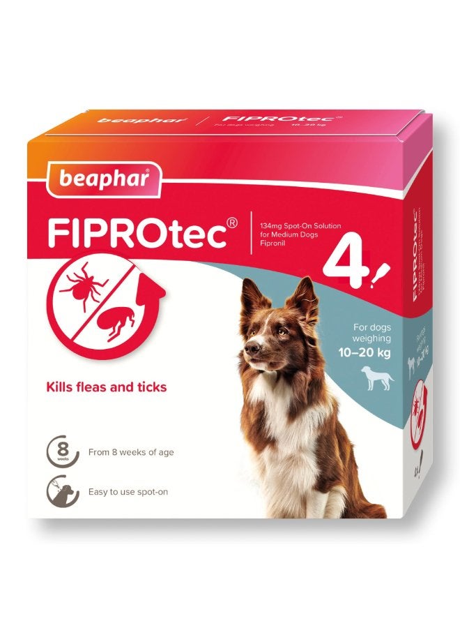 Beaphar Fiprotec Spot-On For Medium Dog, 4 Pipette - Image 1