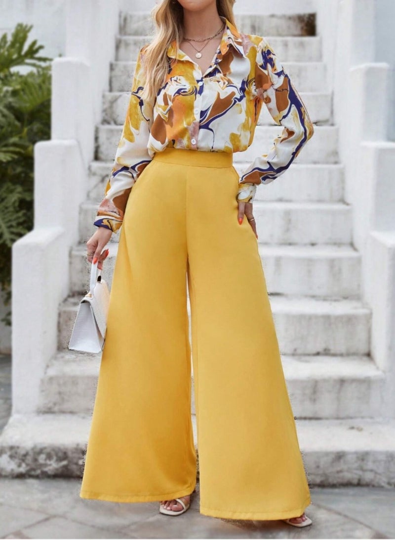 Shougu New Product Elegant Wide Leg Pants Fashion Casual Set - Image 1
