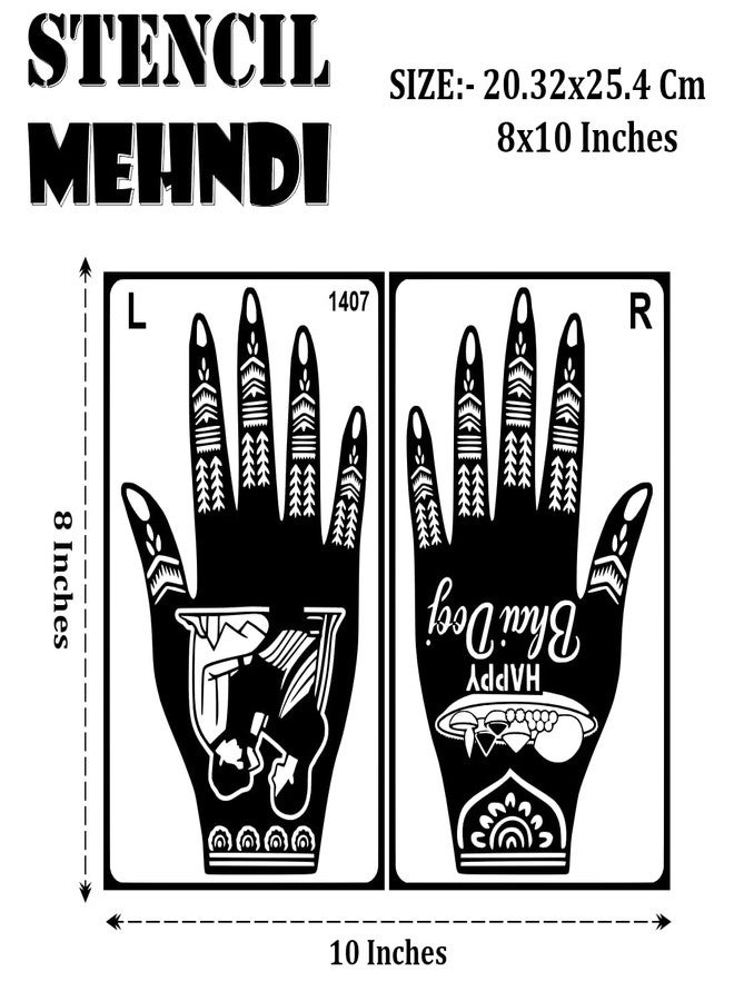 ORDERSHOCK Happy Bhai Dooj Art With Brother & Sister Full Hand Mehndi Stencil Sticker For Women, Girls & Festival - Image 4