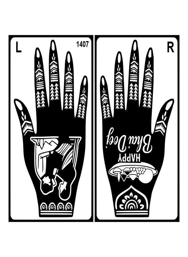 ORDERSHOCK Happy Bhai Dooj Art With Brother & Sister Full Hand Mehndi Stencil Sticker For Women, Girls & Festival - Image 1