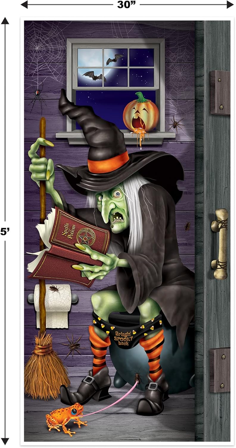 Beistle Witch Restroom Door Cover - Halloween Party Accessory - Image 1