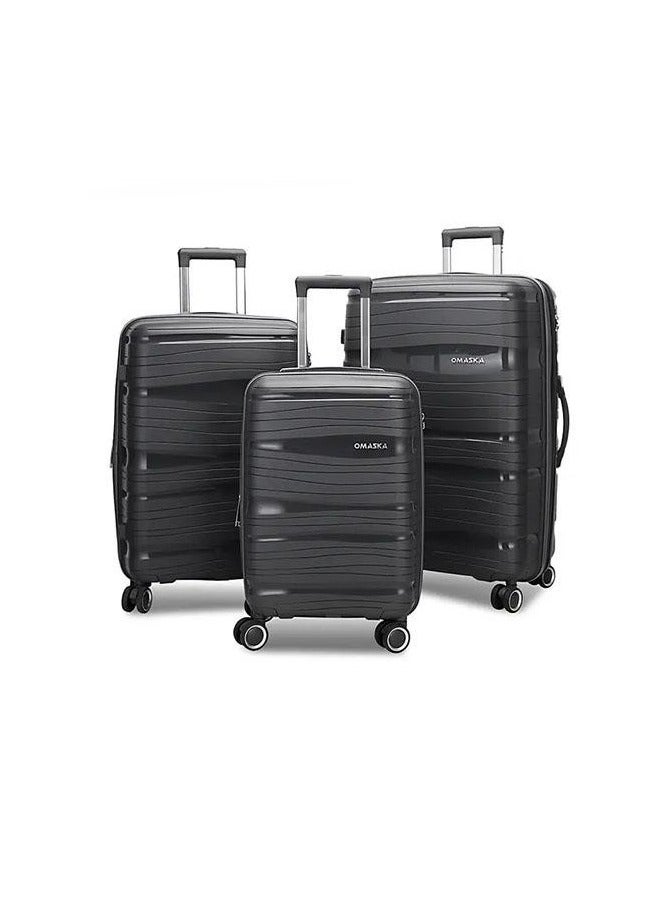 Lightweight 3-Piece Luggage Set - Expandable & Secure Lock - Black - Image 1