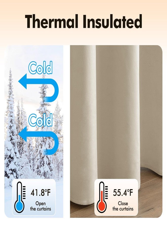 MIULEE Elegant Velvet Curtains Beige Grommet Curtains Thermal Insulated Soundproof Room Darkening Blackout Curtains/Drapes for Girls & Ladys Living Room/Bedroom Decor 52 x 96 Inch 2 Panels - Image 5