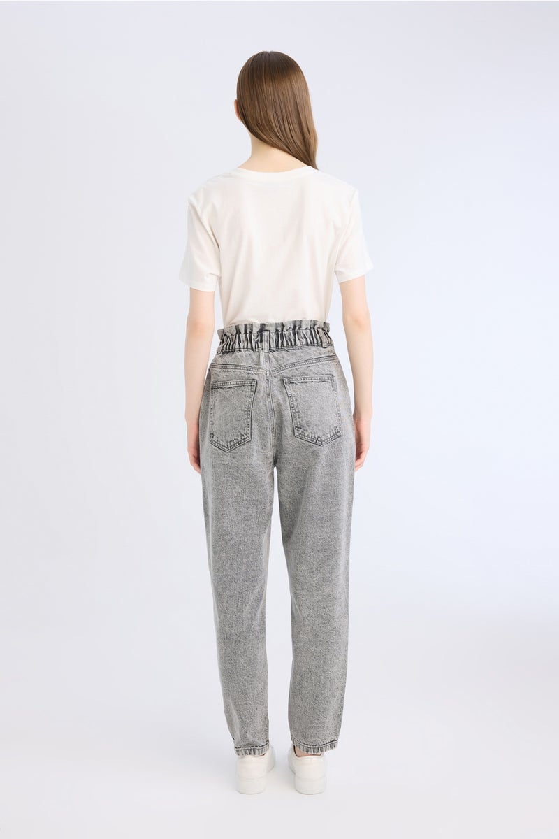 DeFacto Grey Woman Paperbag Fit Jean Trousers Casual - Image 3