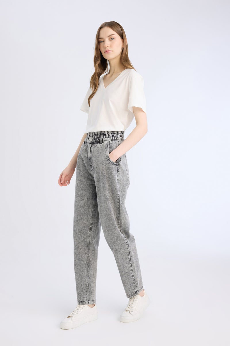 DeFacto Grey Woman Paperbag Fit Jean Trousers Casual - Image 5